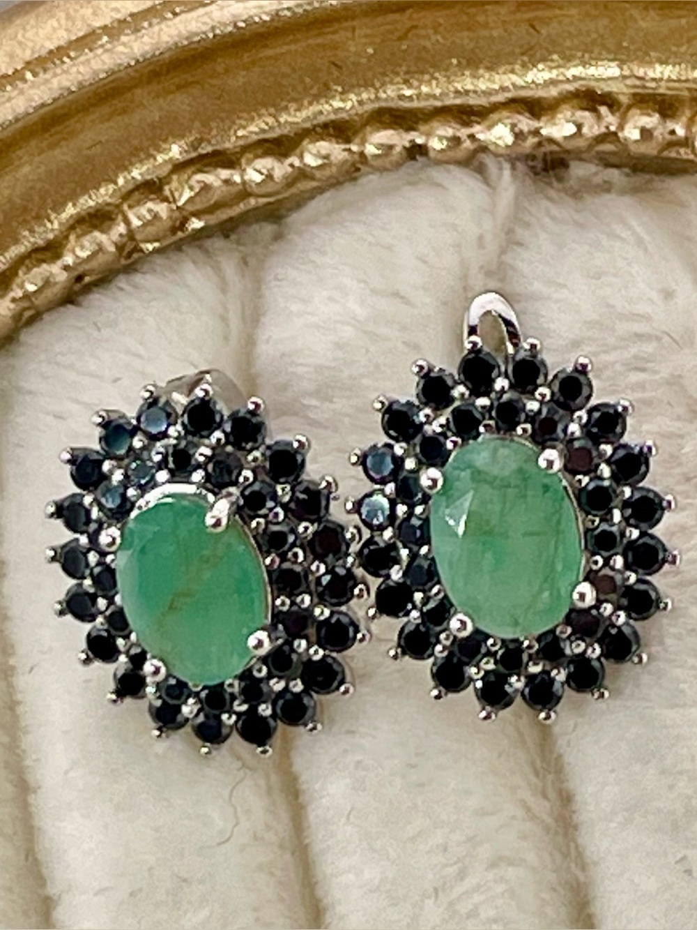 3.34ct Emerald & Spinel Earrings Silver 925